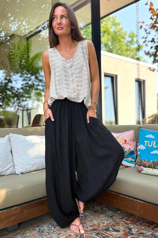 Tasha Damask Bloom Pant Black